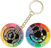 [ZORZA] 2Pcs Creative Artistic Color Wheel Brooch and Nicely Color Wheel Keychain Spinning Enamel Lapel Pins, Perfect for Backpacks and Sweaters, Zinc, no gemstone