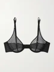 [Kiki de Montparnasse] Kiki de Montparnasse - Crocheted Lace And Mesh Underwired Soft-cup Bra - Black - 34A 34 A Black