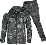 [ZSCAL] Adult Ski Suits Set, Mens Windproof Waterproof Camouflage Ski Jacket Snow Trousers Set, Insulated Waterproof Waterproof Snowboard Snowsuits, for Snow Sport, Snowmobiling (Color : Black, Size : Small
