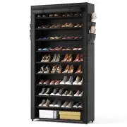 ROJASOP 10 Tier Shoe Rack with CoversLarge Capacity Stackable Tall Shoe Shelf...