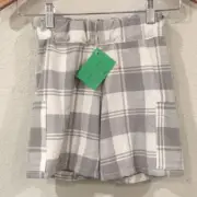 Mom and Pop's Kids Boys Sz 5 Shorts Gray Plaid Pull On Adjustable 100% Cotton