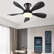 33In Black Low Profile Ceiling Fans with Lights and Remote/APP Control, Moder...