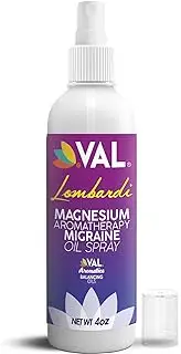 VAL Natural Migraine Relief Magnesium Spray with Relaxant Magnesium Oil Lavender Essential Oil Peppermint Oil and More for Headache Relief Best Migraine Magnesium Formula Migraine Cluster Tension 4oz