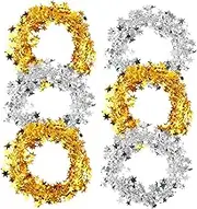 TIDTALEO 6Pcs Sparkly Star Wire Garlands for Christmas Tree Decor Decorative Garland for Holiday Parties Chic Star String Hanging Accents for Weddings Showers