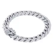 10K White Gold 9mm Mens Miami Cuban Link Italian Chain Bracelet Box Clasp 9"