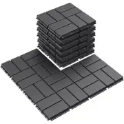 Plastic Interlocking Deck Tiles, 9 Pack Outdoor Patio Flooring, 12"x12" Inter...