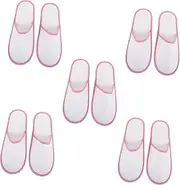SAFIGLE 5 Pairs Disposable Slippers for Hotel Home Unisex Closed Toe Slippers with Thickened Sole Design for Maximum Comfort Travel Friendly