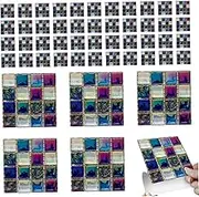 Mosaic Tile, 50Pcs Peel and Stick Tile Stickers, 4x4 Inch Self-Adhesive Kitchen Wall Sticker, Vinyl Splashback Sticker Decal