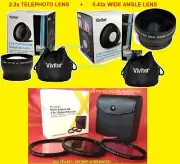 0.43x WIDE ANGLE+ 2.2x TELEPHOTO LENS 52mm+ FILTER KIT CPL UV FL-D VIVITAR 52 mm