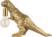 Lexi Lighting T-Rex Bite Table Lamp in Gold Resin, Transitional Dinosaur Animal Shaped, E27 Bulb Type, Creative Decorative Desk Nightstand Light for Home Office Interiors
