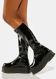 [Demonia] Patent Slacker-200 Knee High Boots
