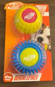 Nerf Dog Squeaker Tennis Balls 2 Pack Armor Supports Dental Hygiene