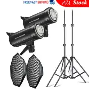 2X Godox SK400IIV Upgraded Studio Flash Strobe + 95cm Grid Softbox + Light Stand