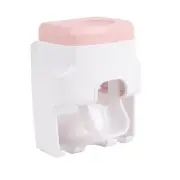 US (Pink)Automatic Toothpaste Dispenser Squeezer With Toothbrush Holder Wall