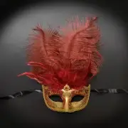 Feather Masquerade Ball Mask Gold M6151