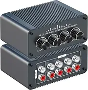 Tendak Mini Passive Stereo Audio Mixer 4 Channel RCA Mini Stereo Mixer 4 in 1 out RCA L/R Audio Mixer with Separate Volume Controls for Mixing Instrument, Computer, CD Player