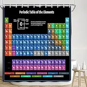 iTapnoom Periodic Table of Elements Shower Curtain, Colorful Science Technology Kids Chemical School Student Bath Curtian, Polyester Waterproof Durable Bathroom Accessory Set with 12 Hooks 72x72 inch