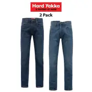 Hard Yakka Mens 2 Pack Heritage Slim Jeans Tough Ultimate Comfort Stretch Y03105