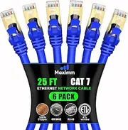 Cat 7 Ethernet Cable 25 ft - High-Speed Internet & Network LAN Patch Cable, RJ45 Connectors - 25ft / Blue / 6 Pack - Perfect for Gaming, Streaming, and More