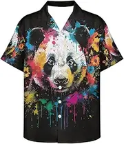 [PinUp Angel] Mens Hawaiian Shirt Short Sleeves Button Down Beach Summer Unique Funky Casual Aloha Shirts