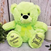 Newborn Gift, Personalised Baby Teddy Bear Lime Plush 30cm