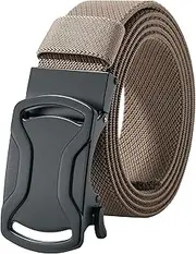 [LionVII] Elastic Ratchet Men Belts, 1 3/8" Stretch Belt for Men with Automatic Buckle for Men, Adjustable Trim to Fit 27-49" Waist