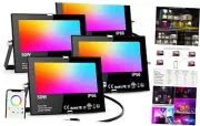 Flood Lights Outdoor RGB, 500W Equivalent Smart Color Change & Daylight 4 Pack