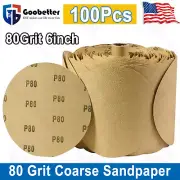 6 in 80 Grit PSA Sanding Disc Sticky Back Sandpaper 100 Roll Adhesive DA Sander
