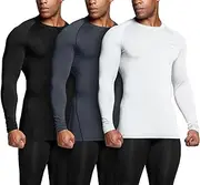 [TSLA] Men's Cool Dry Fit Long Sleeve Compression Shirts, Athletic Workout Shirt, Active Sports Base Layer T-Shirt