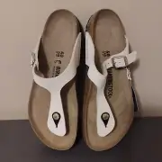 Birkenstock Gizeh Nubuck Leather Sandal, Size 40, Ladies 9, Mens 7, Ecru - NIB