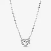 [PANDORA] Moments 14K Gold Plated Eternity Heart Necklace with Clear Cubic Zirconia