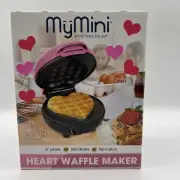 Nostalgia MyMini PINK HEART Non-Stick Waffle Maker- 5” plate 550 Watts