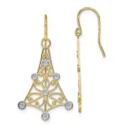 14K Solid Yellow Gold Wire Dangle Earrings