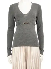 Grey Wool Waist Belt Top