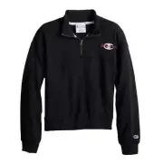 Women's Champion W59231 Campus French Terry Quarter Zip Pullover Large Black