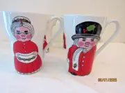 Rare Vintage Boxed Set of 4 Marshall Field's Mugs Uncle Mistletoe & Aunt Holly