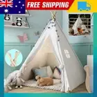 Large Teepee Tent Kids Cotton Canvas Pretend Play House Boy/Girl Wigwam Gift AUS