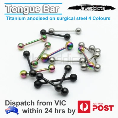 3 or 6PCs Piercing Barbells Tongue Bars Rings Titanium Anodised Body Jewellery