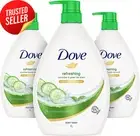 Body Wash 1L 3 Pack Cucumber Green Tea Refreshing Mild Gentle Cleanser