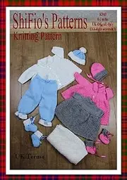 Knitting Pattern - KP43 - Girl and Boy, Matinee Jacket, Trousers, Dress, hats, Booties - 0-3mths - UK Terminology