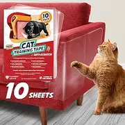 Panther Armor 10(Ten)-Pack Cat Scratch Deterrent Tape – Double Sided Anti Cats Scratching Sticky Tape – 5-Pack XL 16”L 12”W + 5-Pack Large 17”L 10”W Furniture Protectors – Clear Training Tape