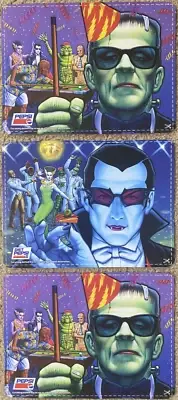 Pepsi Universal Monsters 12 Pack 3 lot cut out, Extremely Rare In This Condition