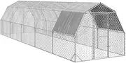 vidaXL Chicken Run with Roof - Large Galvanised Steel Enclosure for Poultry & Small Animals - 2.5x10x2.25m Outdoor Backyard Coop