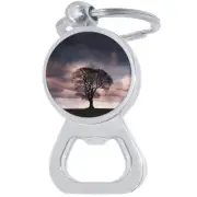 Tree Colorful Sky Bottle Opener Keychain - Metal Beer Bar Tool Key Ring