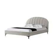 Olin Fabric Queen Bed Frame - Sand Boucle