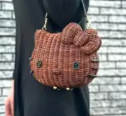 Sanrio Hello Kitty 50th Anniversary Rattan Sholder Bag ACCOMMODE 8.26" Japan