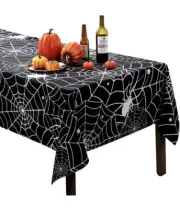 Halloween Tablecloth Black Spider Web Table Cloth 60x80” Rectangular, Party