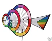 Rainbow Triple Saturn Ring 22" Spinner With Pole & Ground Mount PR 22211