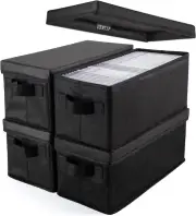 UENTIP CD Storage Boxes - Pack of 4 CD Case Storage - 13.2" x 5.9" x 5.3", Cont