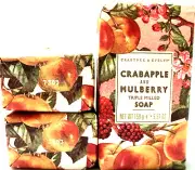 Crabtree & Evelyn CRABAPPLE & MULBERRY Triple Milled Bar Soap, 5.57 oz., NEW x 3